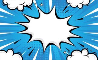 Blue Comic Cartoon Background With Stars Template vector