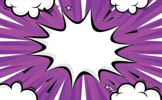 Purple Comic Cartoon Background With Stars Template vector