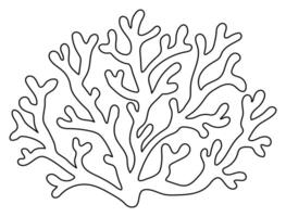 black and white coral icon. Under the sea line illustration with cute seaweeds. Ocean plant clipart. Cartoon underwater or marine clip art or coloring page for children vector