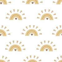 seamless pattern with cartoon rainbows vector