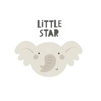 pequeño estrella. dibujos animados elefante, mano dibujo letras, decoración elemento vector