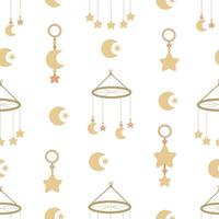 Seamless pattern with cartoon baby decor elements vector