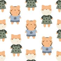 Seamless pattern with cartoon animal toy vector