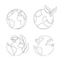 Earth continuous line drawing. environment earth illustration. flat design. eps 10. monoline. vector