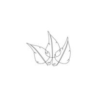 Leaf continuous line drawing element. leaf ornament continuous line. eps 10. vector