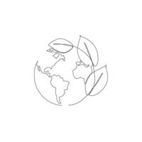 Earth continuous line drawing. environment earth illustration. flat design. eps 10. monoline. vector