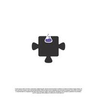 Puzzle lab logo design, jigsaw combine with lab bottle logo concept vector