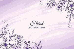 Rustic floral background with hand drawn leaves and flower ornament in a pink color vector