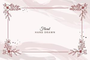 Rustic floral background with hand drawn leaves and flower ornament in a pink color vector