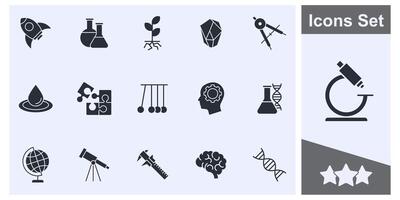 ciencia, científico actividad icono conjunto símbolo recopilación, logo aislado ilustración vector