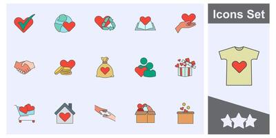 amar, amistad, cuidado y caridad concepto icono conjunto símbolo recopilación, logo aislado ilustración vector