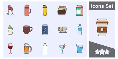 drink icon set symbol collection, logo isolated illustration vector