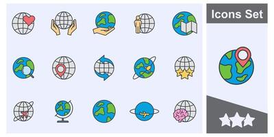 globe icon set symbol collection, logo isolated illustration vector