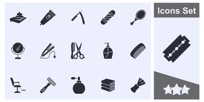 Barber shop icon set symbol collection, logo isolated illustration vector