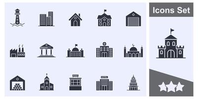 edificio icono conjunto símbolo recopilación, logo aislado ilustración vector