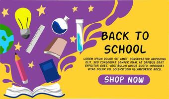 Back to School Landing Page Template. Cute Elementary School Girl Standing At The Blackboard And Writing Abc Letters. Concept of Educational Resources, Tutoring Services. Cartoon Illustration vector