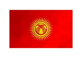 illustration. Official ensign of Kyrgyzstan. New national flag in red and yellow colors. Creative design in low poly style with triangular shapes. Gradient effect vector