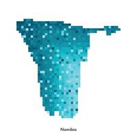 isolated geometric illustration with simple icy blue shape of Namibia map. Pixel art style for NFT template. Dotted logo with gradient texture for design on white background vector