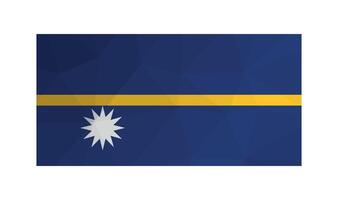 illustration. Official symbol of Nauru. National flag with white star, yellow stripe on blue background. Creative design in low poly style with triangular shapes vector