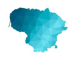 aislado ilustración icono con simplificado azul silueta de Lituania mapa. poligonal geométrico estilo, triangular formas blanco antecedentes. vector