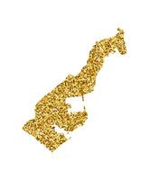 isolated illustration with simplified Monaco map. Decorated by shiny gold glitter texture. Christmas and New Year holidays decoration for greeting card. vector