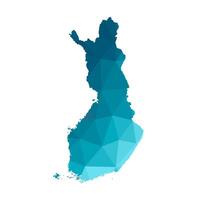 aislado ilustración icono con simplificado azul silueta de Finlandia mapa. poligonal geométrico estilo, triangular formas blanco antecedentes. vector