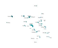 isolated illustration of simplified map of Marshall Islands with names of the islands and atolls. Colorful blue khaki silhouettes vector