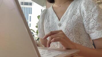 Woman Typing on Laptop Computer video