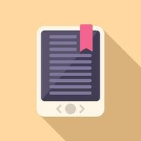 Ebook device with bookmark icon flat . Digital reading vector