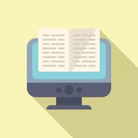 Reading online information icon flat . New learn inspiration vector