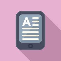 Device digital reading icon flat . Online literature vector