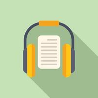 Listen new audiobook icon flat . Online bookstore vector