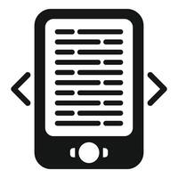 Reading on new device icon simple . Online bookstore vector