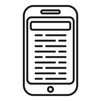 Phone reading book icon outline . Learn media dictionary vector