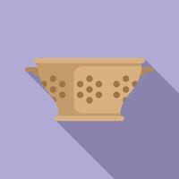 Metallic object colander icon flat . Cook accessory vector