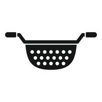 Metallic colander tool icon simple . Cooking kit vector