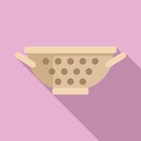 Handle colander element icon flat . Sifting accessory vector