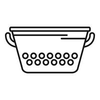 Drainer colander icon outline . Cooking pot vector