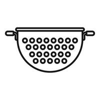 Drainer tool object icon outline . Colander for cooking vector