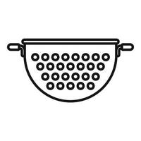 Drainer tool object icon outline . Colander for cooking vector