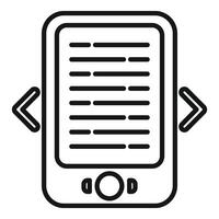 Reading on new device icon outline . Online bookstore vector