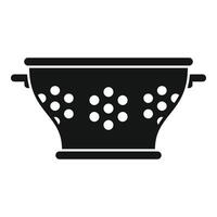 Metallic object colander icon simple . Cook accessory vector