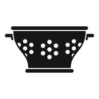 Metallic object colander icon simple . Cook accessory vector