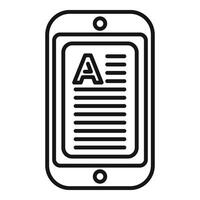 Screen online ebook icon outline . Reading media vector