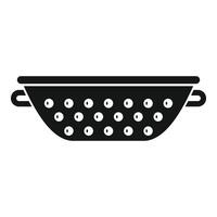 Wide colander icon simple . Metal element vector