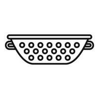 Wide colander icon outline . Metal element vector