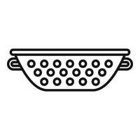 Wide colander icon outline . Metal element vector