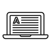 New reading article icon outline . Laptop screen vector