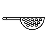 Separation drain tool icon outline . Colander sieve bowl vector