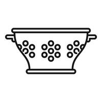 Metallic object colander icon outline . Cook accessory vector